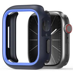 Apple Watch 7-9 (45 mm), Műanyag + szilikon védőkeret, szíj nélkül, közepesen ütésálló, Dux Ducis Bamo, sötétkék