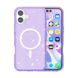GLITTER MAGSAFE Védőburkolat Apple iPhone 16 lila