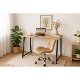 Dolgozószobai szett – összecsukható íróasztal ZARIMO 80×40 cm sonoma tölgy + irodai szék AVOLA VELVET világosbarna