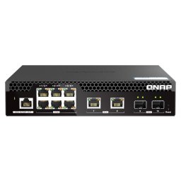 QNAP menedzselt switch QSW-M2106R-2S2T (6x 2.5GbE RJ45, 2x 10GbE RJ45, 2x 10GbE SFP , kis szélesség)