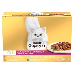 Gourmet Gold Duo élmény nedves macskaeledel válogatás - kacsa, marha, tengeri hal, nyúl 2 x (12 x 85 g)