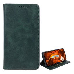Tok álló, bőr hatású (FLIP, oldalra nyíló, asztali tartó, koptatott bőr minta, prémium) SÖTÉTZÖLD Samsung Galaxy A15 5G (SM-A156), Galaxy A15 4G (SM-A155)