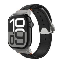 SPIGEN CLASSIC FIT pótszíj (egyedi méret, nagy, textil, állítható, pillangó csat) FEKETE Apple Watch Series 5 44mm, Watch Series 4 44mm, Watch Series 3 42mm