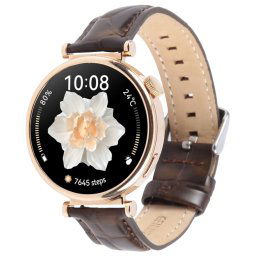 LEATHER Bőr szíj Garmin Lily 2 / Lily 2 Active Brown Bamboo Grain készülékhez