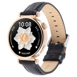 LEATHER Bőr szíj Garmin Lily 2 / Lily 2 Active Black Bamboo Grain készülékhez