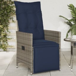 vidaXL szürke polyrattan dönthető kerti szék párnákkal