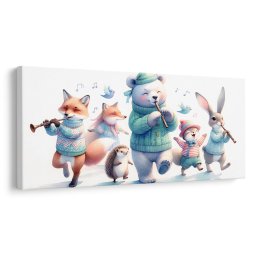 Kép cuki állatkák fuvolával télen