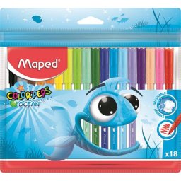 MAPED Filctoll készlet, 2 mm, kimosható, MAPED "Color'Peps Ocean", 18 különböző szín