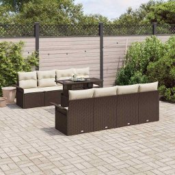 vidaXL Kerti Kanapé Szett 9 db Barna [Műanyag]: Poly Rattan