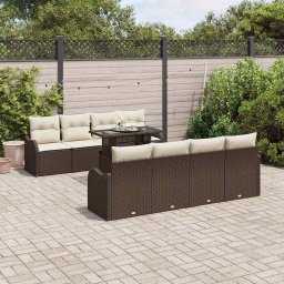 vidaXL Kerti Kanapé Szett 9 db 8-Ülőhelyek száma Barna Poly Rattan