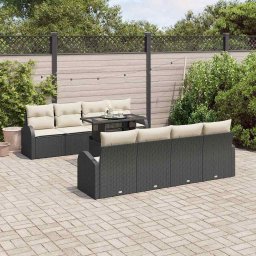 vidaXL Kerti Kanapé Szett 9 db Fekete Poly Rattan
