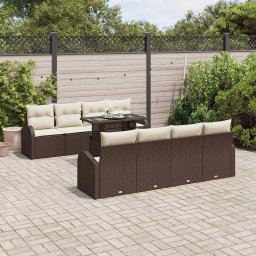 vidaXL Kerti Kanapé Szett 9 db Barna Poly Rattan