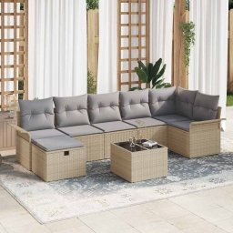 vidaXL Kerti Kanapé Szett 8 db Beige és Világosszürke polirattan