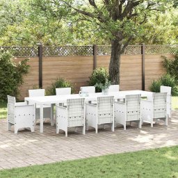 vidaXL Kerti Asztal Fehér 350 x 100 x 74 cm polirattan