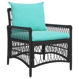 vidaXL Kerti Szék párnával Fekete 73 x 61 x 77 cm polirattan