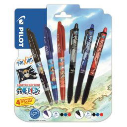 PILOT Rollertoll készlet, 0,35 mm, nyomógombos, PILOT "Frixion Ball"/"Frixion Ball Plus", 3különböző szín+One Piece matrica