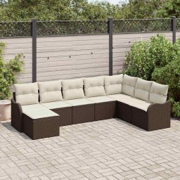 vidaXL Kerti Kanapé Szett párnával 8 pcs Barna Poli rattan