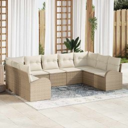 vidaXL Kanapé Szett 9 db Bézs [Műanyag]: Poly Rattan