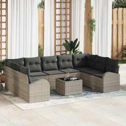 vidaXL Kanapé Szett 10 db Világosszürke [Műanyag]: Poly Rattan