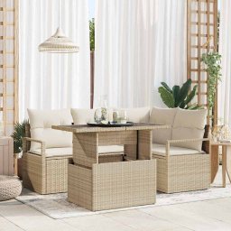 vidaXL Kerti Kanapé Szett 5 db 4-Ülőhelyek száma Beige és krém