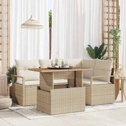 vidaXL Kerti Kanapé Szett 5 db 4-Ülőhelyek száma Beige és krém