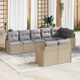 vidaXL Kerti Kanapé Szett 8 db Beige és Világosszürke polirattan