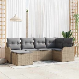 vidaXL Kerti Kanapé Szett 6 db Beige és Világosszürke polirattan