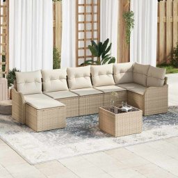 vidaXL Kerti Kanapé Szett 8 db Beige és Fehér polirattan