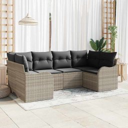 vidaXL Kerti Kanapé Szett 6 db Világosszürke Poli rattan