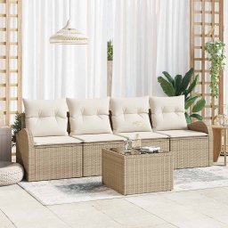 vidaXL Kerti Kanapé Szett 5 db 4-Ülőhelyek száma Beige és krém