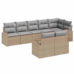 vidaXL Kerti Kanapé Szett 8 db Beige és Világosszürke polirattan