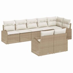 vidaXL Kerti Kanapé Szett 8 db Beige és Fehér polirattan