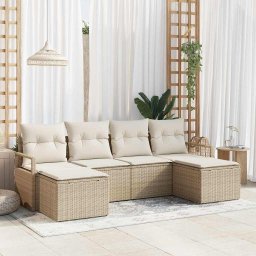 vidaXL Kanapé Szett 6 db Beige és krém polirattan