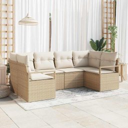 vidaXL Kerti Kanapé Szett 6 db Beige és Fehér polirattan
