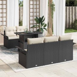 vidaXL Kerti Kanapé Szett 6 db Fekete [Műanyag]: Poly Rattan