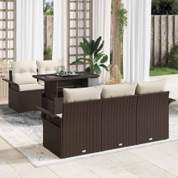 vidaXL Kerti Kanapé Szett 6 db Barna [Műanyag]: Poly Rattan