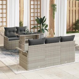 vidaXL Kerti Kanapé Szett 6 db Világosszürke [Műanyag]: Poly Rattan