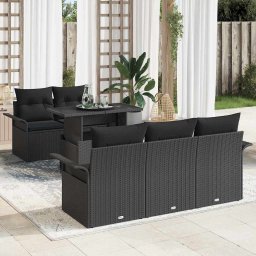 vidaXL Kerti Kanapé Szett 6 db Fekete [Műanyag]: Poly Rattan