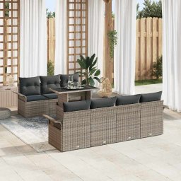 vidaXL Kerti Kanapé Szett 8 db Szürke [Műanyag]: Poly Rattan