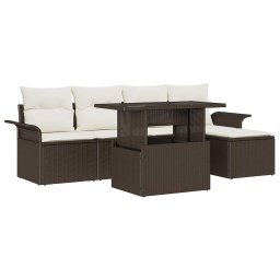 vidaXL Kerti Kanapé Szett 6 db Barna [Műanyag]: Poly Rattan