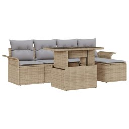 vidaXL Kerti Kanapé Szett 6 db Bézs [Műanyag]: Poly Rattan