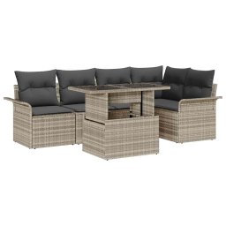 vidaXL Kerti Kanapé Szett 6 db Világosszürke [Műanyag]: Poly Rattan