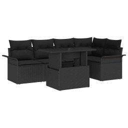 vidaXL Kerti Kanapé Szett 6 db Fekete [Műanyag]: Poly Rattan