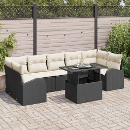 vidaXL Kerti Kanapé Szett 8 db Fekete Poly Rattan