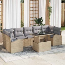 vidaXL Kerti Kanapé Szett 8 db Bézs Poly Rattan