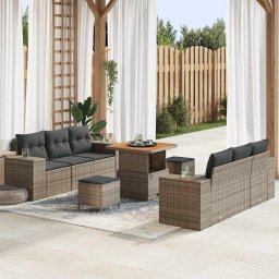 vidaXL Kerti Kanapé Szett Szürke 221 x 204 x 85 cm Poly Rattan