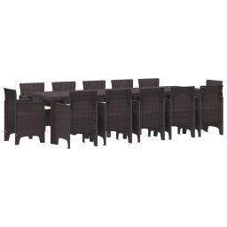 vidaXL Kert étkező szett 13 db Barna Rattan