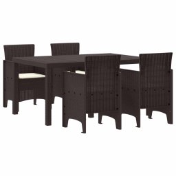 vidaXL Kert étkező szett 5 db Barna Polt rattan