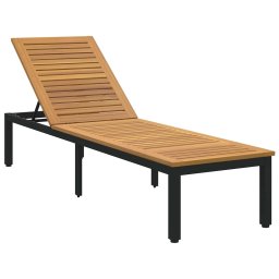 vidaXL Napozóágy Fekete 200 x 55 x 35 cm Tömör Akácfa