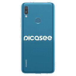 Átlátszó szilikon tok az alábbi mobiltelefonokra Huawei Y7 2019 - Picasee - new logo - white